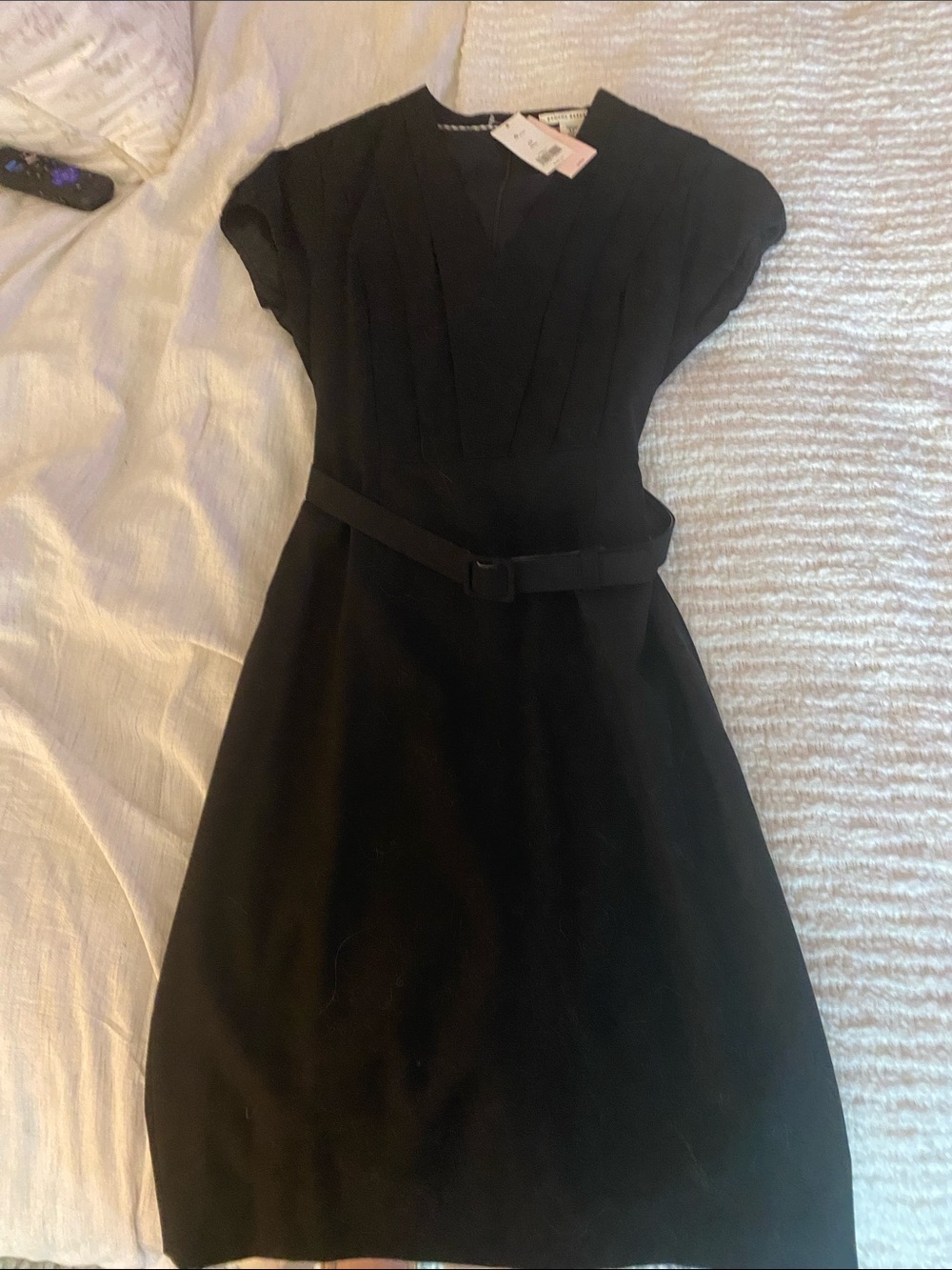 Banana Republic Black V-Neck Belted Midi Dress